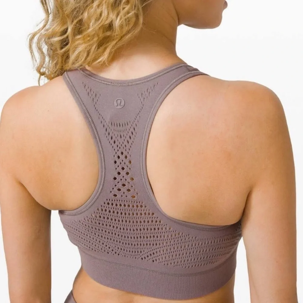 Lululemon Reveal Sports Bra Digital Rain Light Support Knit Lunar Rock Taupe